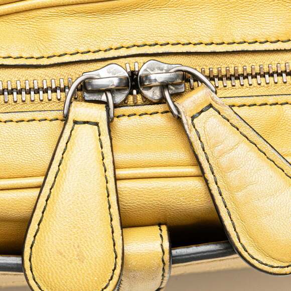 BOTTEGA VENETA Yellow Leather Intrecciato Shoulder Bag